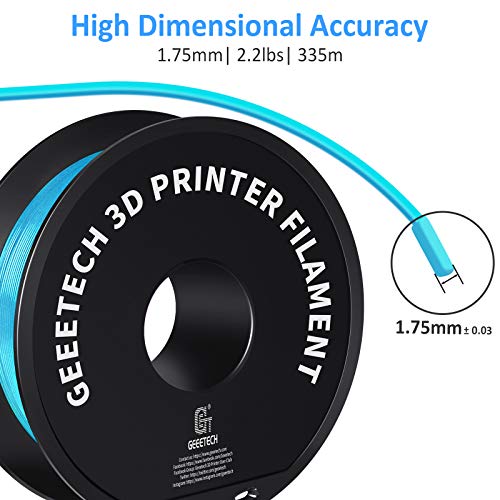 Image of Geeetech 1.75mm PLA 3D Printer Filament, 1kg Spool (2.2lbs), Upgrade Tidy Winding Tangle-Free, Dimensional Accuracy + /- 0.02 mm, Water Blue