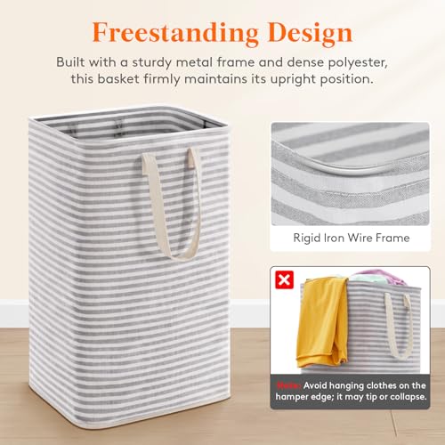 Image of Lifewit 75L Large Collapsible Laundry Hamper, Tall Foldable Dirty Clothes Baskets Waterproof, Freestanding Design with Easy Carry Handles in Dorm Bedroom Bathroom College, Grey