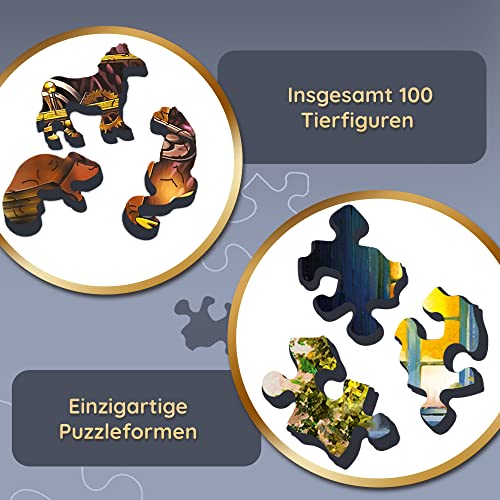 Trefl - Holzpuzzle, Zauberkammer-Puzzle - 1000 Teile, Wood Craft, unregelmäßige Formen, 100 Tierfiguren, hochwertiges modernes Puzzle, DIY… – Ansicht 5