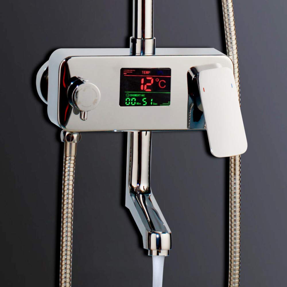 Chrome Polish Opad Opad Shower Krotek Zestaw prysznicowy Mikser Tap Miksery Temperatura cyfrowa wyświetlacz krany prysznicowe Zestaw Zestaw