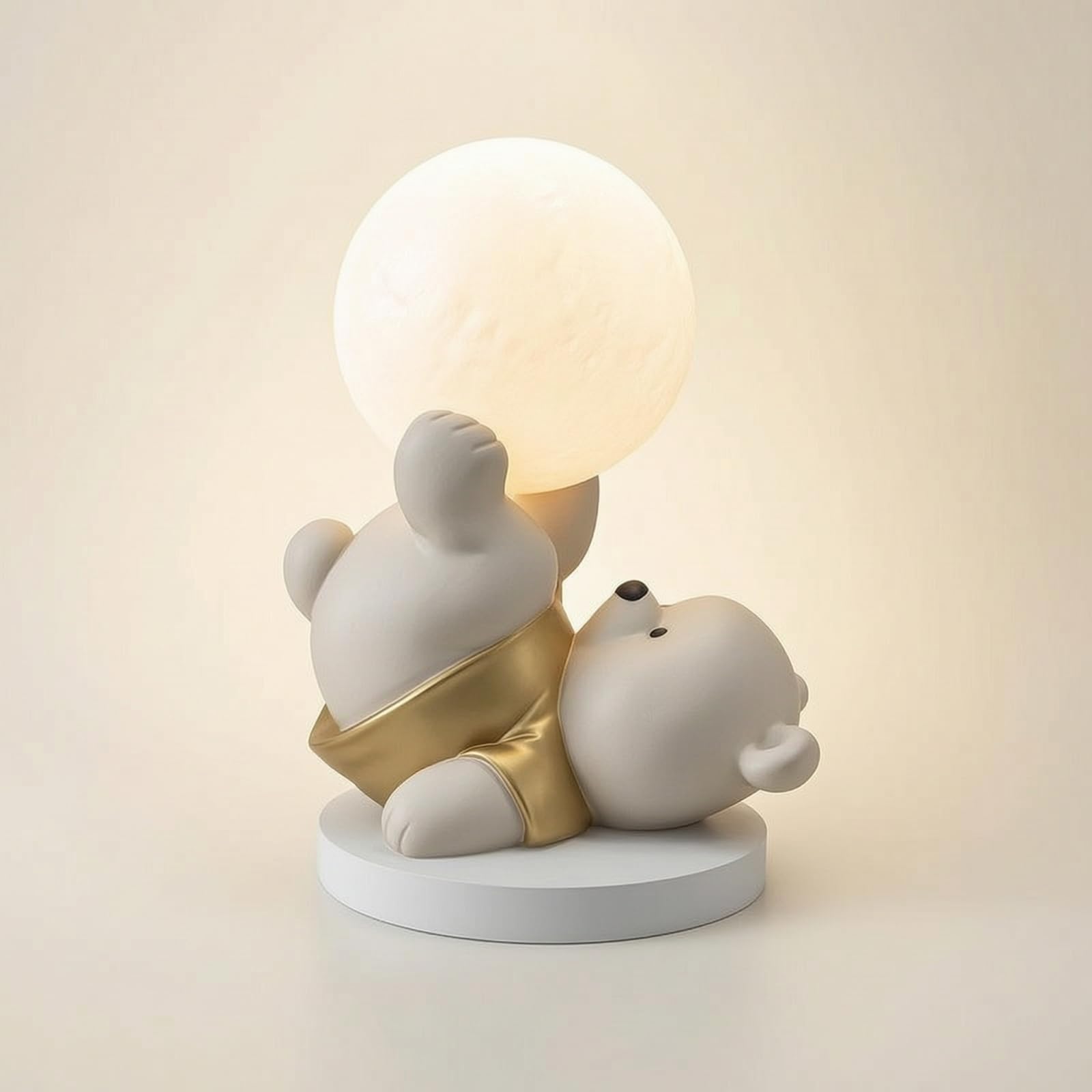 Sharplace Bär Nachtlicht Schlafzimmer Lampe Kinderspielzeug Figur aus Harz Und Fiberglas Weiches Warmes Licht als Dekoration für Wohnzimmer Schreibtisch Regal Kinderbereich, Grau
