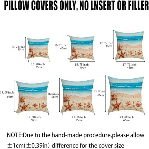 Housse coussin 80x80cm lin vintage bleu double face de qualité