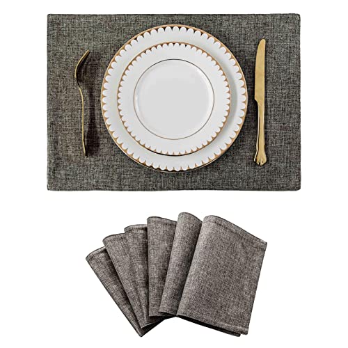 Cozomiz Juego de 6 manteles individuales de lino, resistentes al calor, antideslizantes, lavables, para fiestas de otoño, barbacoas, manteles decorativos de café, manteles de cocina, color gris Cover