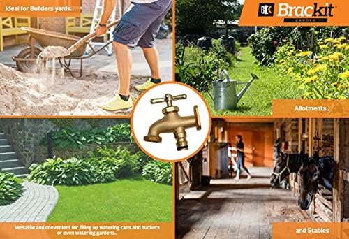 HOMEKIT Brass Hose End Tap  Outdoor Brass Tap, Allotment Tap, Outside Anywhere Tap for Convenient Water Access