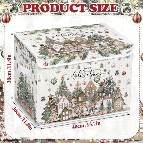 Image of Briwooody Neutral Christmas Storage Bin with Lid and Carrying Handle Christmas Tree Foldable Storage Box Large Xmas Decorative Collapsible Container Basket for Organizing Closet Home Bedroom Gift