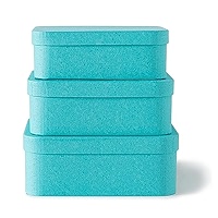 Soul & Lane Achteckige Aufbewahrungsboxen Blau - 3er Set Stapelbare Dekoboxen