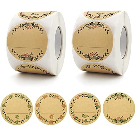 2 Inch Label Stickers for Jars and Lids, Blank Kraft Stickers for Mason Jars and Lids, Canning Labels, Spice Labels, Bottle Labels (1000) Cover