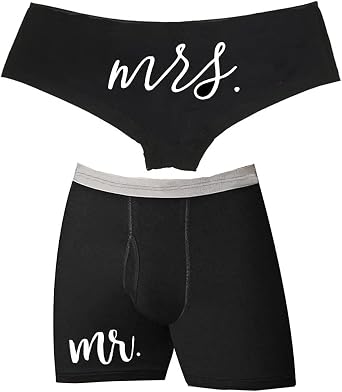 Matching Boyshort Boxer Underwear Just Married Couples Mr Mrs