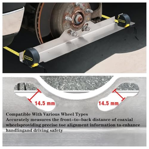 Image of Military-Grade Stainless Steel Wheel Alignment Tool with Anti-Slip Slots, Toe Alignment Plate for Jeep /Truck /SUV /UTV,Solo Operation & Wall Storage Included