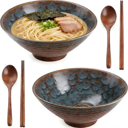 Tazón Ramen Japonés de Cerámica 1200ml 20.5 x 9cm Cuenco Fideos C...