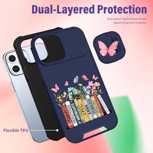 Image of Funermei (2in1 for iPhone 12 Pro Max Case for Women Cute Girls Butterfly Phone Cover Flower Books Girly Pretty Kawaii Design with Camera Cover Funda for Apple for iPhone 12 Pro Max Case