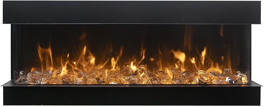 Amantii Tru-View Series XL Deep Built-in 3-Sided Electric Fireplace 60-TRU-VIEW-XL-FI-109-Diamond, 60-Inch, Ice Media