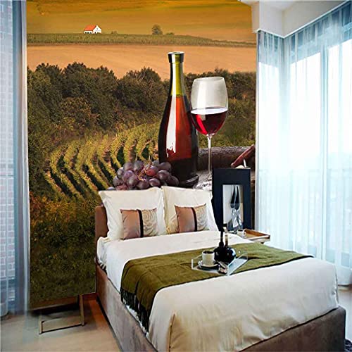 Papier peint 3D paysage de vignoble pour une ambiance de salon chaleureuse