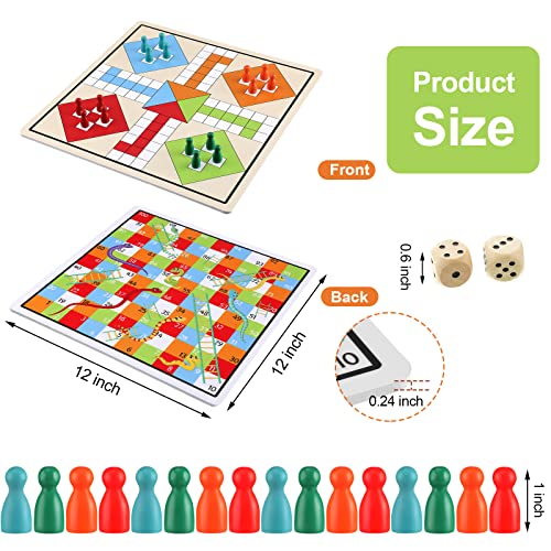 Deekin 2 In 1 Snakes And Ladders, Ludo Game Set, 12 X 12 Inch Ludo Board Game 2-4 Players Family Dice Games Set Classic Double Sided Game Board For Adults And Teens thumb #1