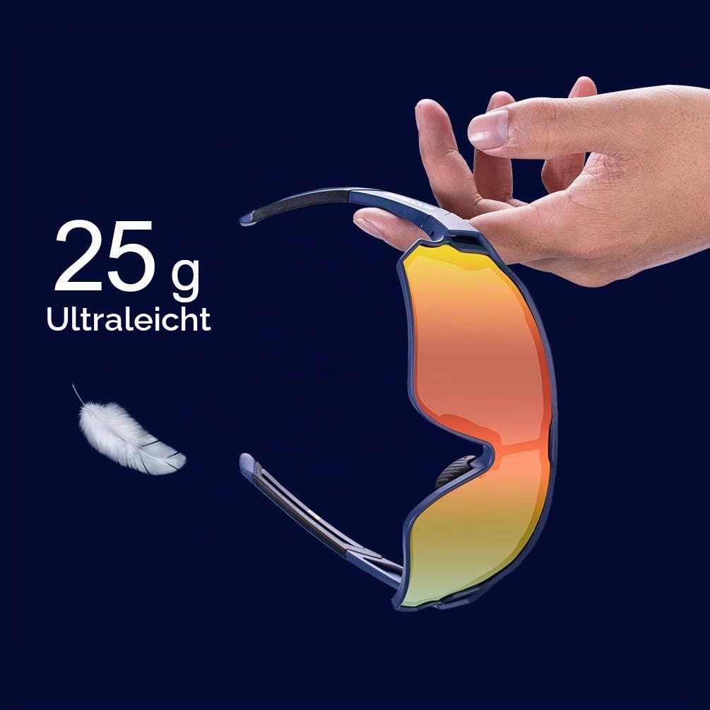 ROCKBROS Fahrradbrille Polarisierte Sonnenbrille Sportbrille Radbrille Herren Damen mit UV400-Schutz TR90-Rahmen für Outdoor-Sport Radfahren Laufen