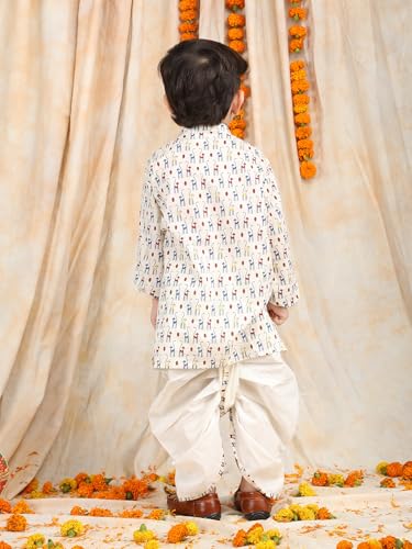 Image of POLKA TOTS Pure Cotton Traditional Dhoti Kurta Set for Baby Boys, Toddlers & Kids | Soft and Breathable Cotton Ethnic Dress for Festivals and Weddings | Traditional Elegant Indian Festive Clothing