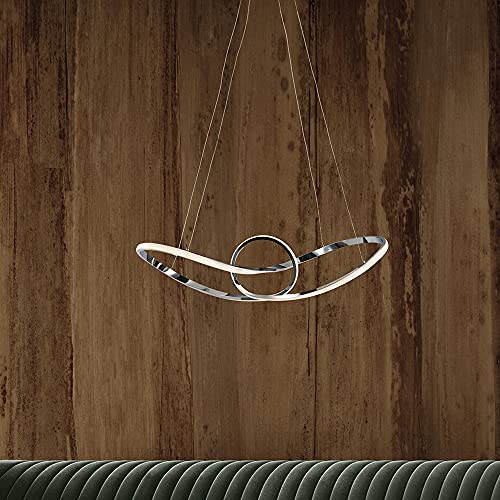 Lustre à LED suspension design moderne chrome pour éclairage de plafond de chambre