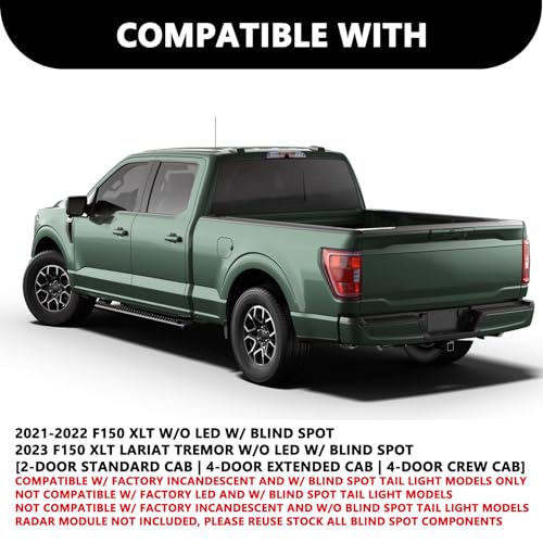 Image of Aosky Halogen Tail Light Assembly Compatible with 2021-2023 Ford F150 XLT Tremor with Blind Spot Rear Taillight Brake Signal Lamp LH (Left Driver Side)
