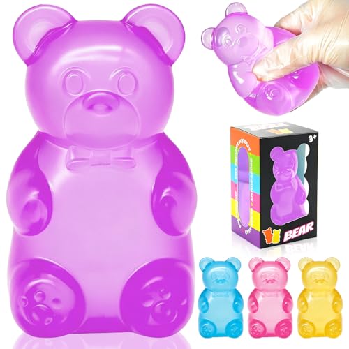 Bear Squishy Toy Squishy Stress Balls Fidget Toy Sugar Filled Squishy Toys for Kids & Adults Stress Relief Slow Rise Squishy Stress Balls Birthday Gifts Party Favors (Purple)