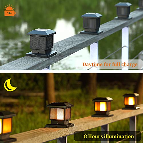 MAGGIFT 6 Pack Solar Flame Post Lights, Outdoor Brightness 72 SMD LEDs