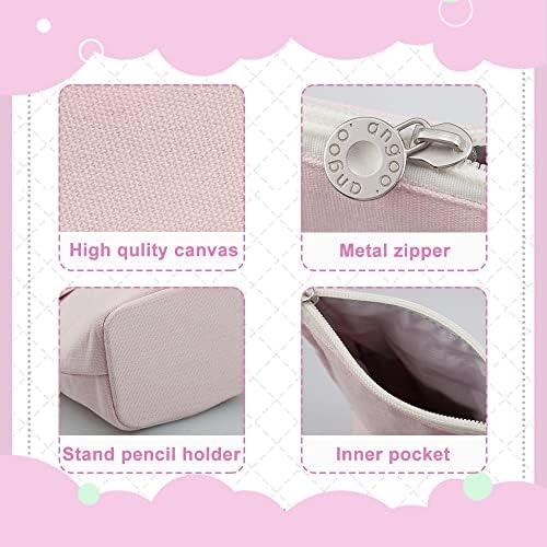 Hocadrv Cute Cat Stationery Set, 1 Canvas Cat Telescopic Pouch Bag 12 Cat Gel Ink Rollerball Pen with 0.5 mm Refill 240 Cat Notes Page Flags Index Tabs for Boys Girls Students and Office Supplies