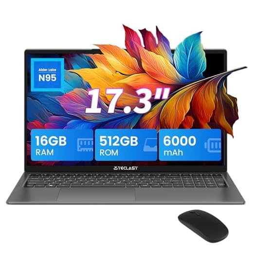 TECLAST PC Portatile 17.3 Pollici, 16GB RAM 512GB SSD Notebook, Intel N95 Computer Portatile, 2.4/5.0G WiFi, BT5, Webcam, Tastiera Backlit, Slot Antifurto per Laptop, Mouse Wireless Incluso