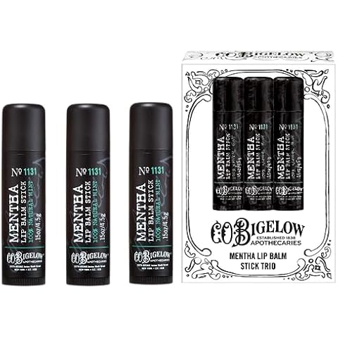 C.O. Bigelow Mentha Lip Balm Stick Trio, Moisturizing Lip Balm with Shea Butter and Natural Peppermint Oil, 3 Pack, 0.15 oz / 4.5g Each Cover