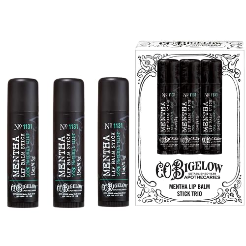C.O. Bigelow Mentha Lip Balm Stick Trio, Moisturizing Lip Balm wi...