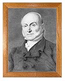 John Quincy Adams Photograph in a Honey Brown Frame - Historical Artwork from 1898 - (5' x 7') - Gloss