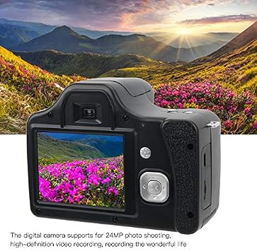 24MP Digital Camera with 18X Zoom FHD1920X1080 SLR Camera 3.0 in LCD Screen Portable Vlogging Camera Built in Flash Light for for Adult Seniors Students Kids Beginner (Standard Edition)