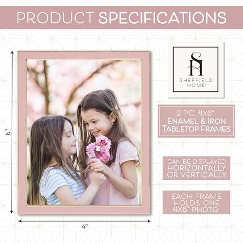 Sheffield Home Tabletop Picture Frame – Iron Enamel Decorative Display Frame for Home or Office, 4x6 Inch, Pink by Sheffield Home - Image 2
