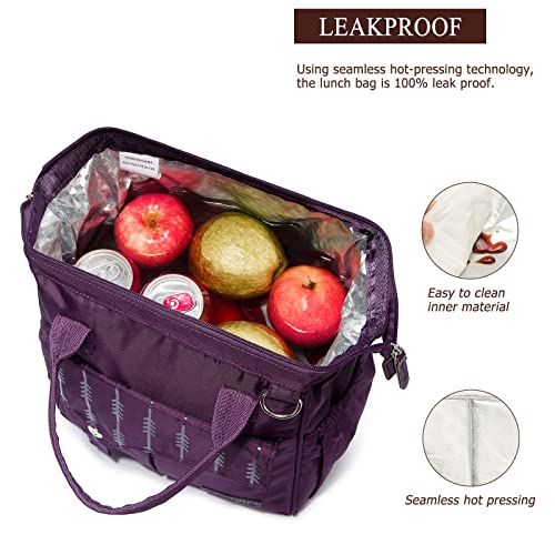 Scorlia Insulated Lunch Bag For Women/ Men, Tall Leakproof Cooler Box Bag, Wide Open Tote Lunch Bag Organizer With Adjustable Shoulder Strap For Adult Work, School, Picnic, Beach, Purple #TOP2