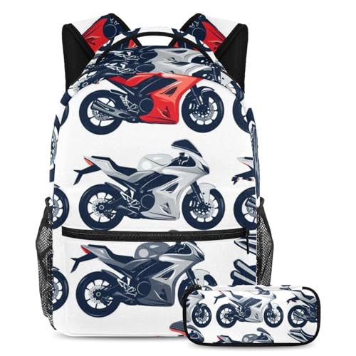Grand sac à dos moto rouge blanc et trousse pour finir avec le manque de place