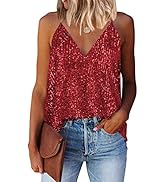 miduo Womens Tank Tops Casual Fashion V Neck Strappy Sequin Sparkle Shimmer Camisole Sleeveless T...