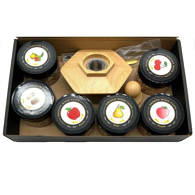 Kit per affumicatore per cocktail, kit per affumicatore di formaggio e whisky, con trucioli di legno da 6 gusti, accessori per cocktail bar, kit per cocktail, kit regalo per uomini e amanti dei