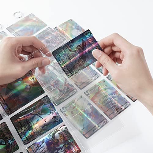 OSDUE 540 Pockets Double-Sided Trading Card Sleeves, 30 Sheets Transparent Game Card Holder, 11 Holes Adjustable According to Trading Card Album for Pichu Trading Cards