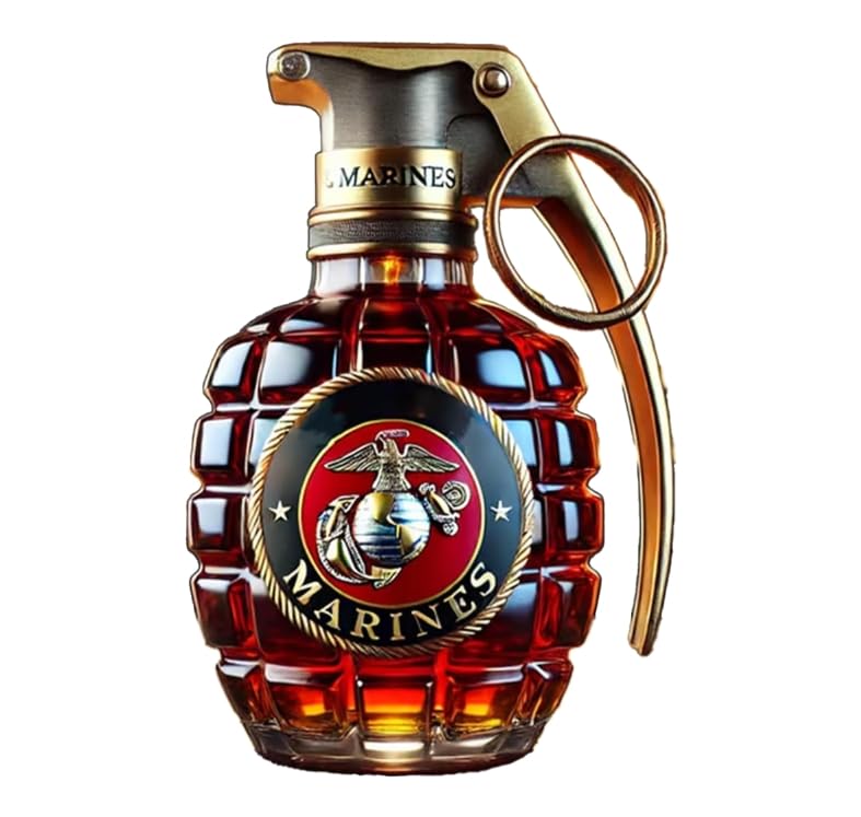 NIGRITY 2025 Military Hand Grenade Whiskey Bottle - Veteran Tribute, Collectible Glass Wine & Whiskey Bottles, Perfect Veteran Gift Idea (Coast Guard)