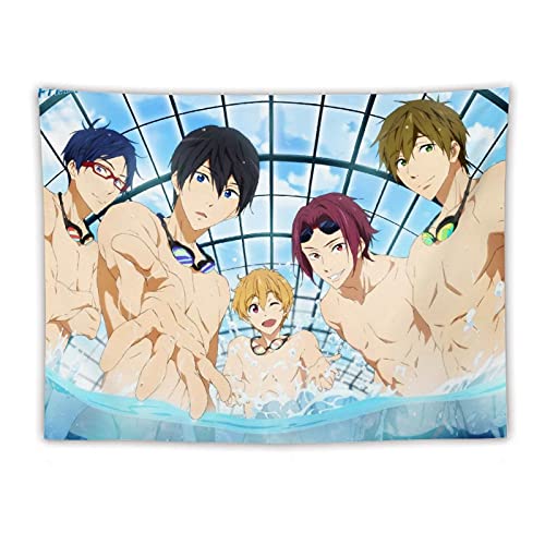 Free! Iwatobi Swim Club Wall Tapestry for Room, Anime Theme Wall Hanging Decoration Gift for Bedroom and Living Room Parties 60