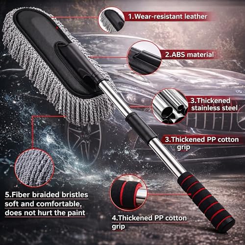 Image of 8 Pcs Car Combo Kit with 3-in-1 Mini Vacuum Cleaner, Microfiber Cloth, Duster, Wheel Brush, Anti-Fog Spray & Glass Cleaning Tools (8 in 1 Car Combo) (Multicolour)