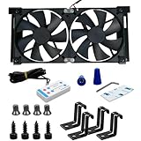 12V Rv Fridge Ventilation Cooling Fan 5.5'(140mm), RV Fridge Vent Cooling Fan with Remote Control, Refrigerator Fan for RV Side Vents with Adjustable Speed, Auto/Manual Modes, Waterproof