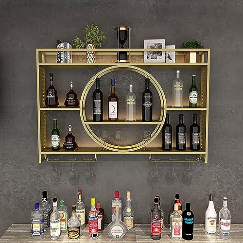 Étagère à vin murale moderne en fer avec porte-verres suspendu - 2
