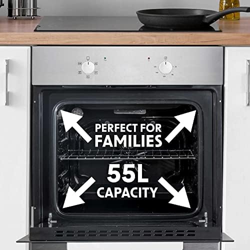 Baridi 60cm Built-In Five Function Fan Assisted Oven, 55L Capacity, Stainless Steel - DH125