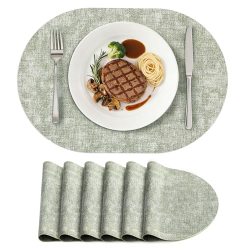 homing Heat Resistant Oval Placemats Set of 6, Grass Green