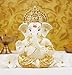 Gold Art India Ceramic Ganesh Idol for Car Dashboard Ganesha Murti Ganpati Idol for Home Decor Puja Lord Ganesh Statue Gift for Office Desk Puja Room Figurine 3.5 x 2 inch