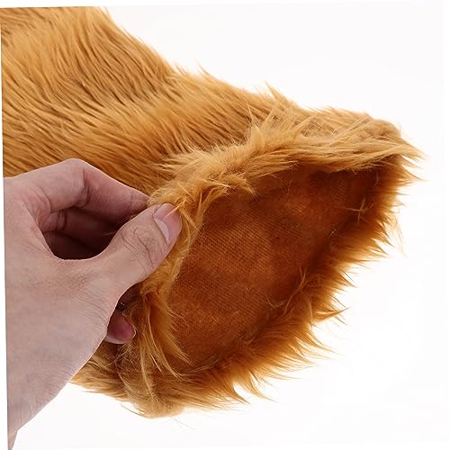 Hemoton Brown Plush Bear Palm Glove Thick Warm Cosplay Masquerade Photo Prop for Party Decoration and Costume Use3