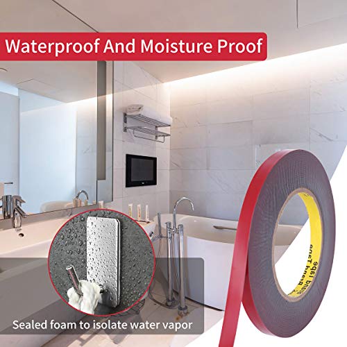 Lvyinyin Double Sided Adhesive Tape, Heavy Duty Mounting Tape, Waterproof Foam Masking Tape, Length 108Ft 33M, Width 0.39Inch 1Cm For 5050 Led Strip Lights, Home Office Decor #TOP2