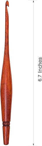Miniatura 3 de Ommi - Ganchos de ganchillo con mango ergonómico, gancho de ganchillo de madera Padauk hecho a mano de 7 pulgadas, aguja de tejer, tejido de hilo