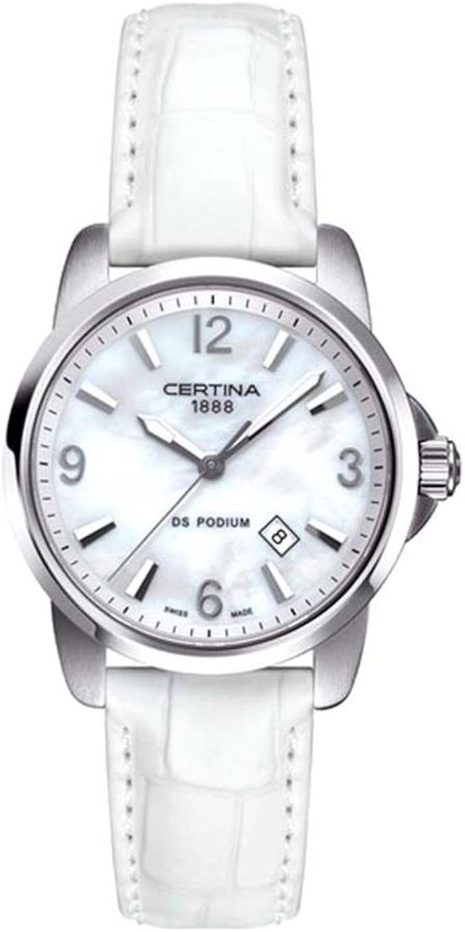 Certina DS Podium da donna cinturino in pelle bianco acciaio quadrante  orologio analogico quarzo Mop c001.210.16.117.01 : Amazon.it: Orologi