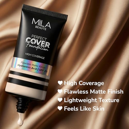 Image of Mila Beaute Perfect Cover Foundation with Hyaluronic Acid & SPF 20 | High Coverage & Flawless Matte Finish | Super Hydrating & Lightweight Formula | Suitable for All Skin Types - 1 Pearl