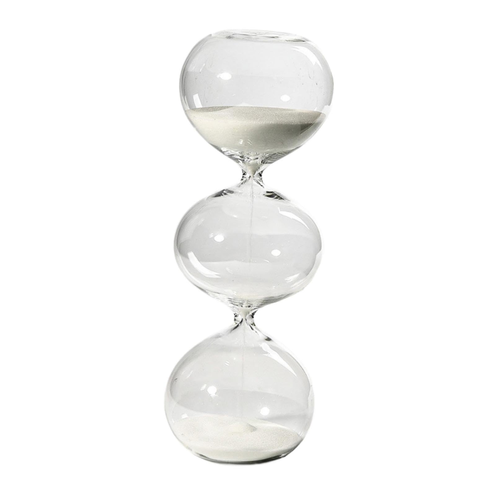 Sablier à trois couches minuteur de bureau et objet déco design sable blanc